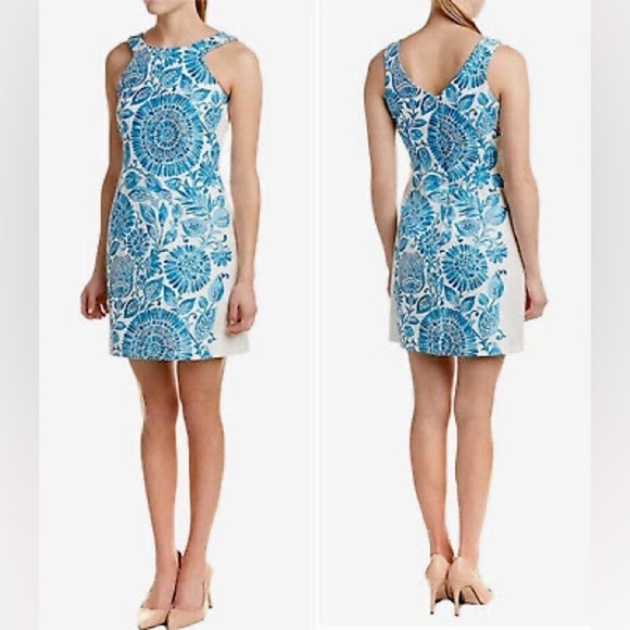 Just…Taylor NWT Halter Dress Pop Hopsak Medallion Leaf Blue Cotton Size 10 - Picture 13 of 14